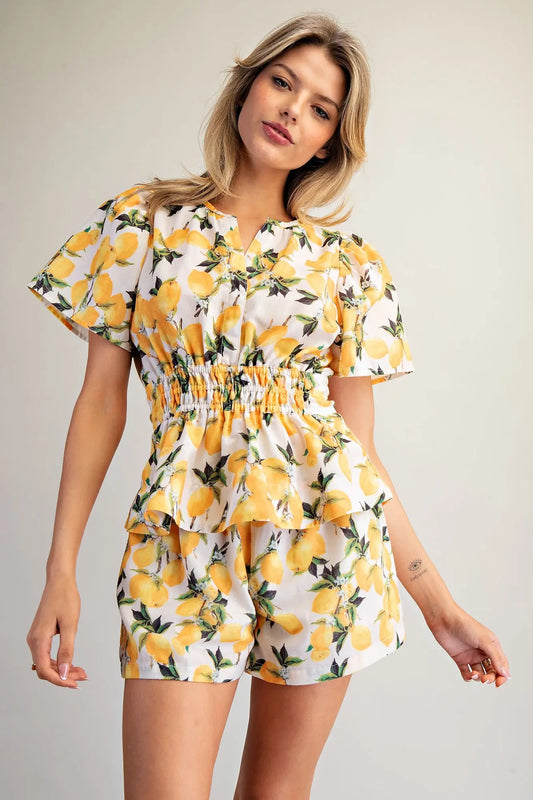  Lemon Peplum Top 
