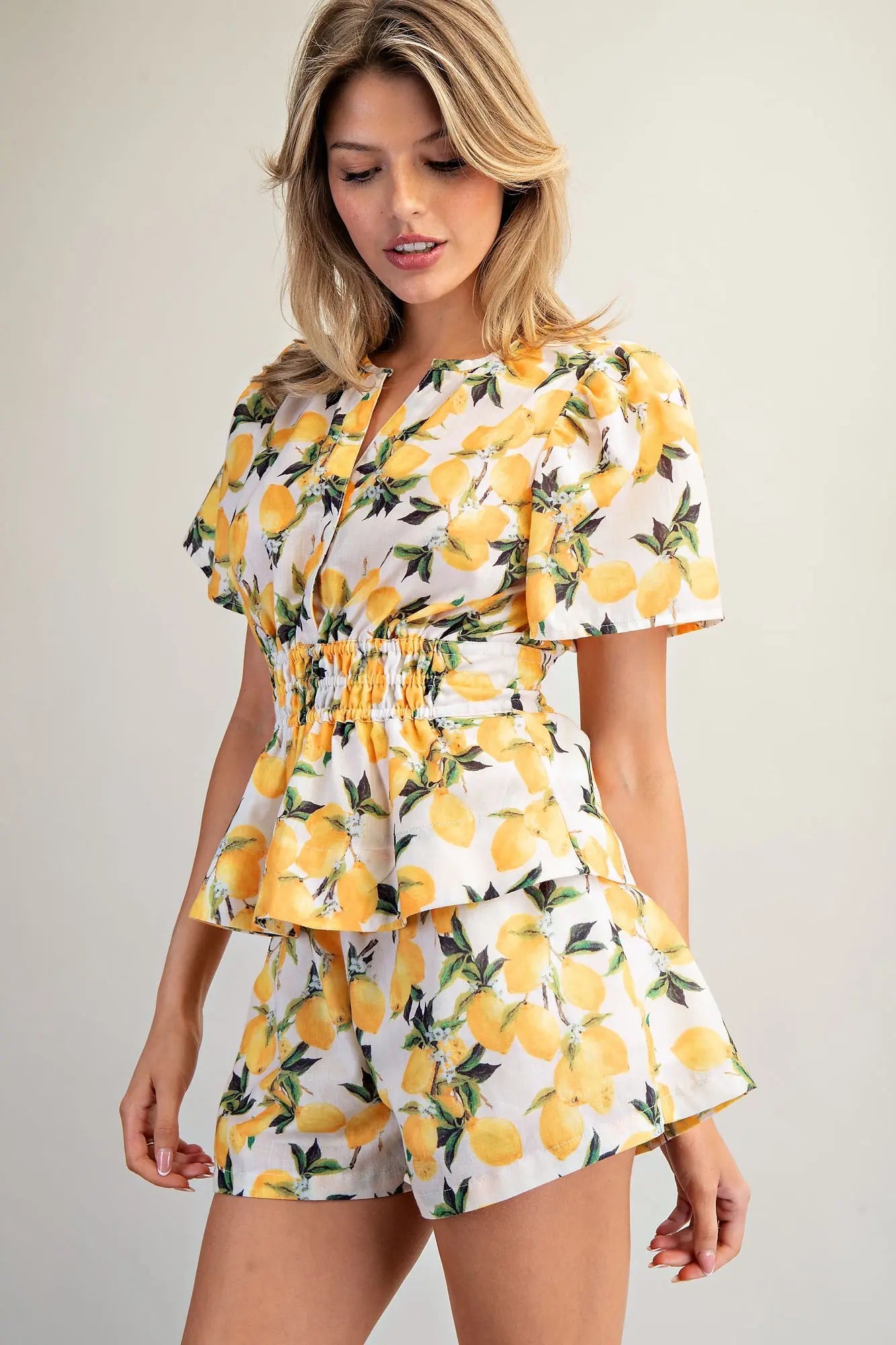  Lemon Peplum Top 