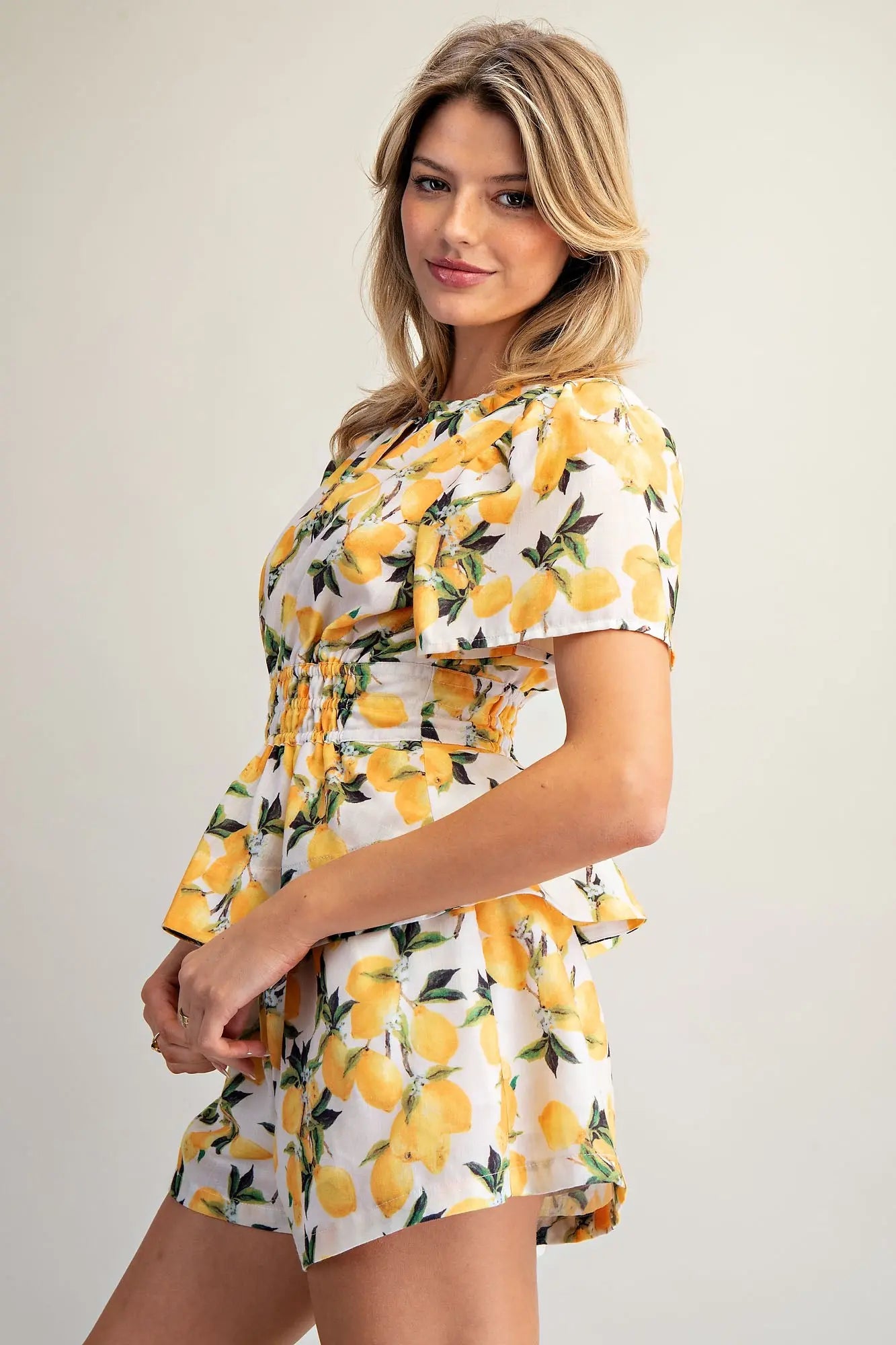  Lemon Peplum Top 