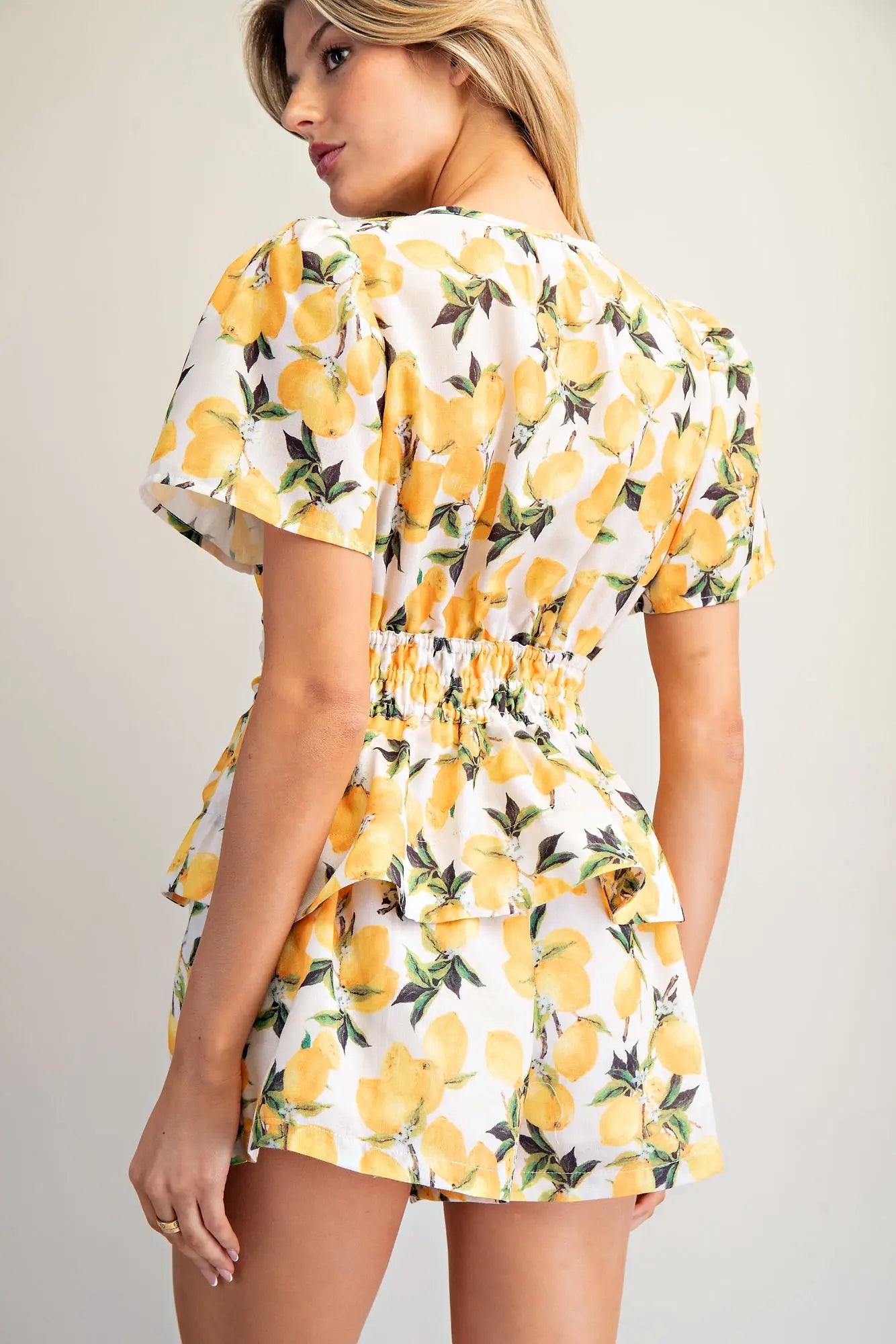  Lemon Peplum Top 