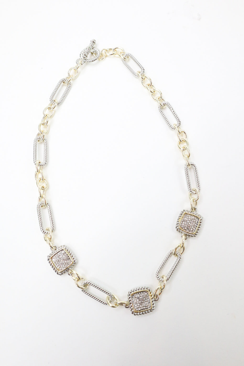 Pavé Square Link Necklace