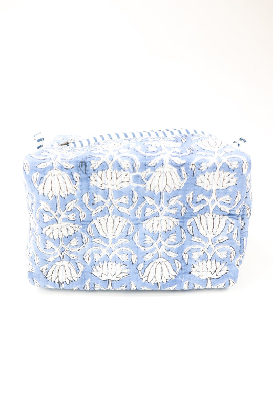 Block Print Quilted Cosmetic Bag
