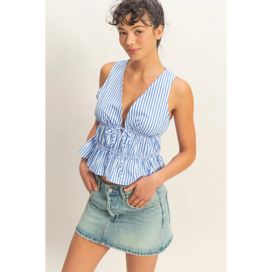 Seaside Sweetheart Striped Peplum Top