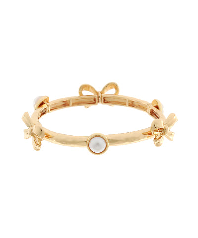 Bella Gold Bow and Pearl Bracelet