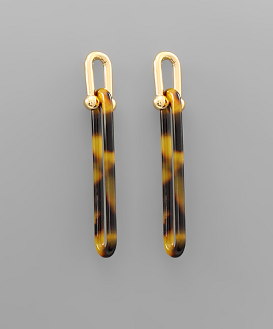 Amber Cascade Drop Earrings with Tortoiseshell and Gold Detail