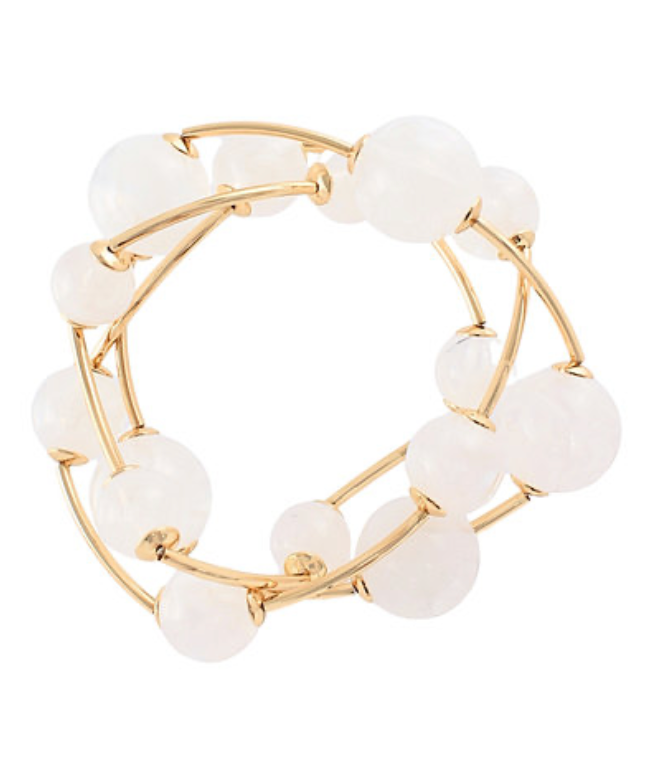 Minimalist gold stretch bracelet with colorful bead accents
