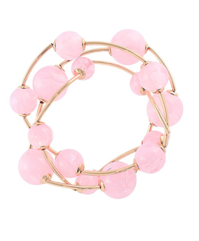 Minimalist gold stretch bracelet with colorful bead accents