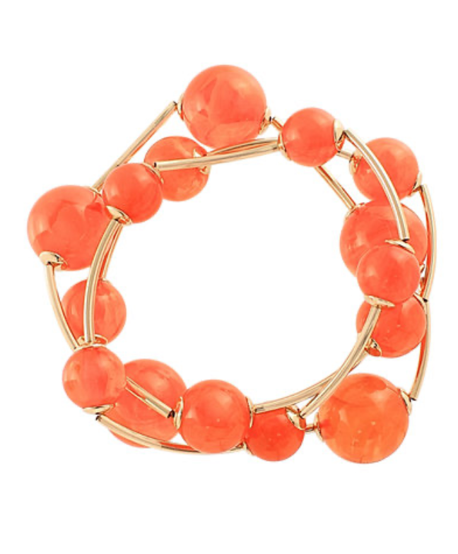 Minimalist gold stretch bracelet with colorful bead accents