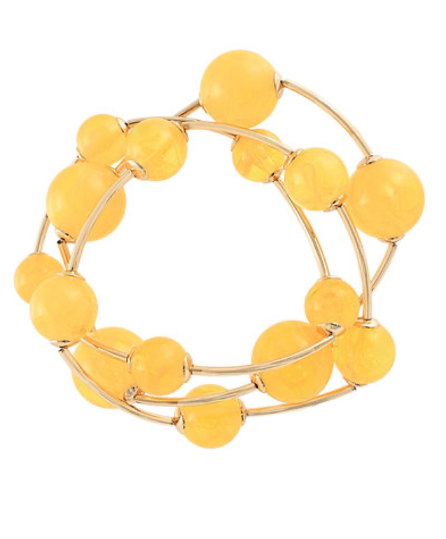 Minimalist gold stretch bracelet with colorful bead accents