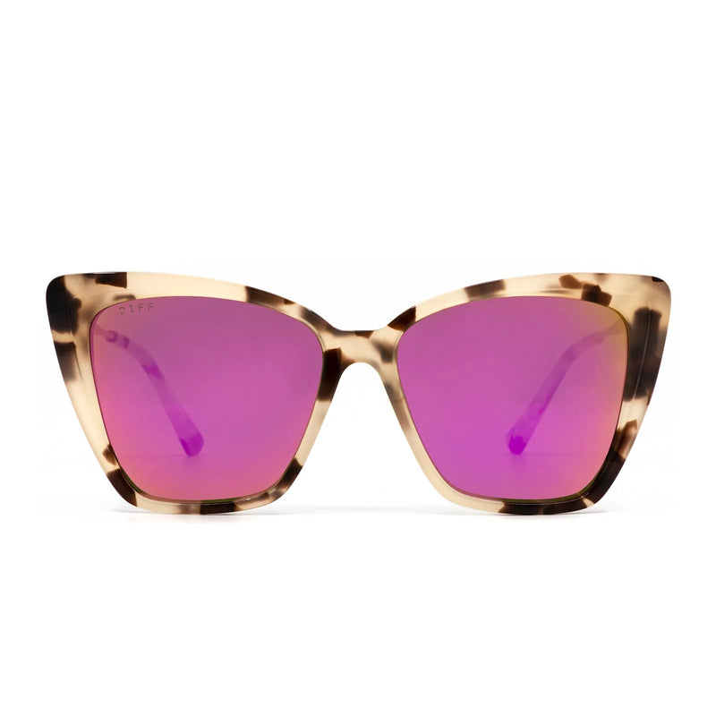 Becky - Cream Tortoise & Pink Mirror Sunglasses