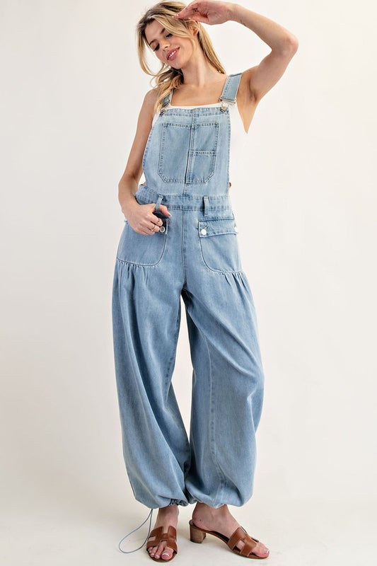 Cinched Denim Jumpsuit