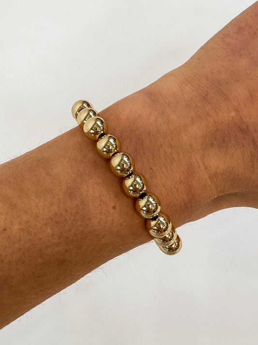 14k gold-filled stacked bracelets] | "Luxury gold beaded bracelets 