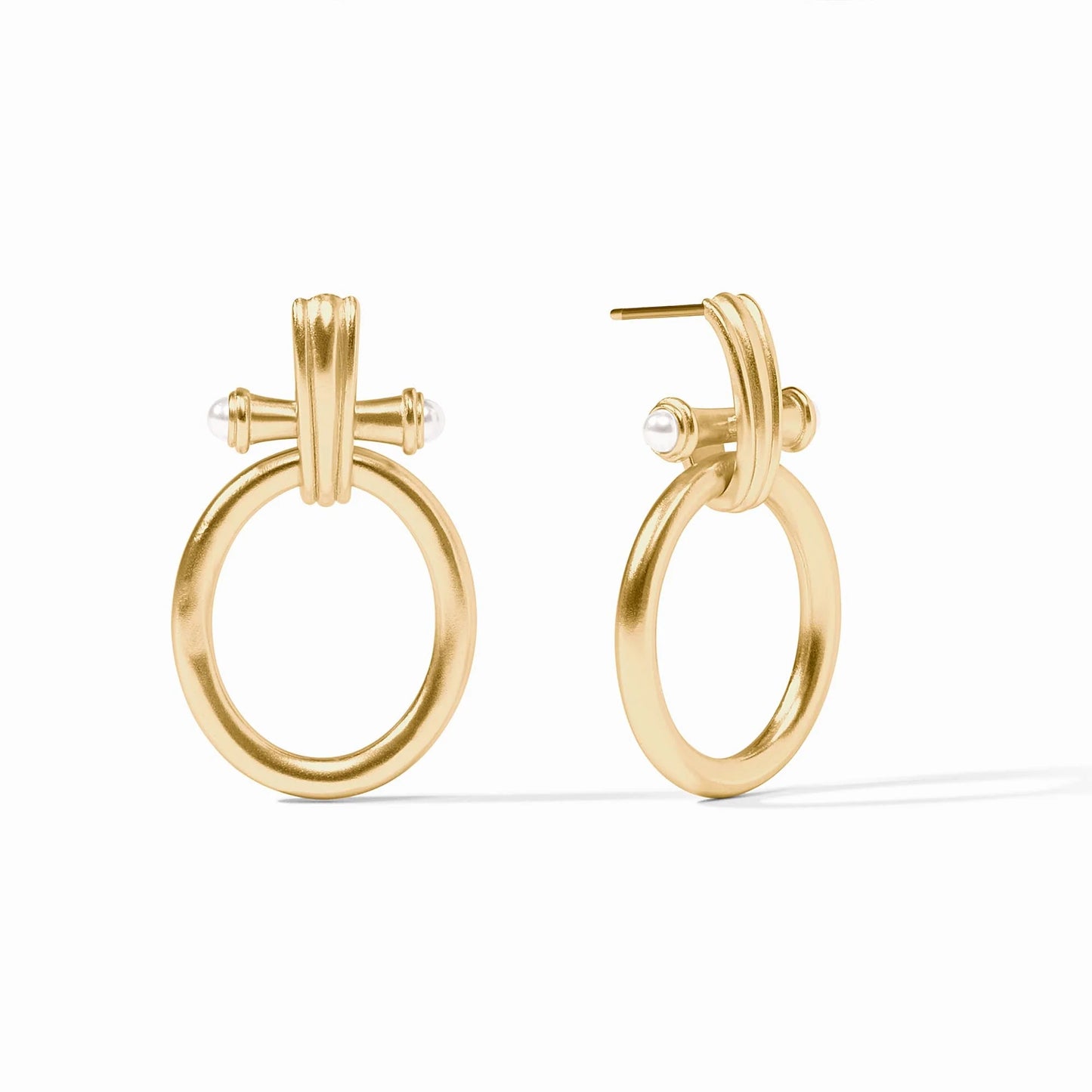 Julie Vos Bamboo Doorknocker Earring - Gold - Pearl