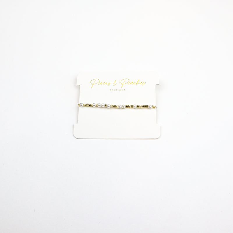14k gold-filled beaded bracelet with grouped freshwater pearls, designed for timeless elegance
