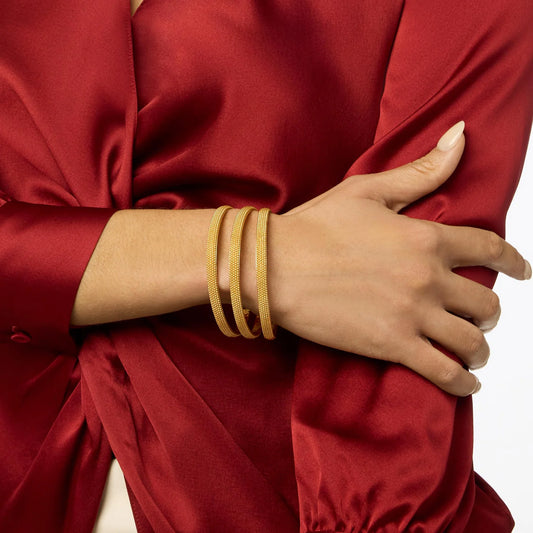 Beaded Eternity Bangle - Cabochon Gold