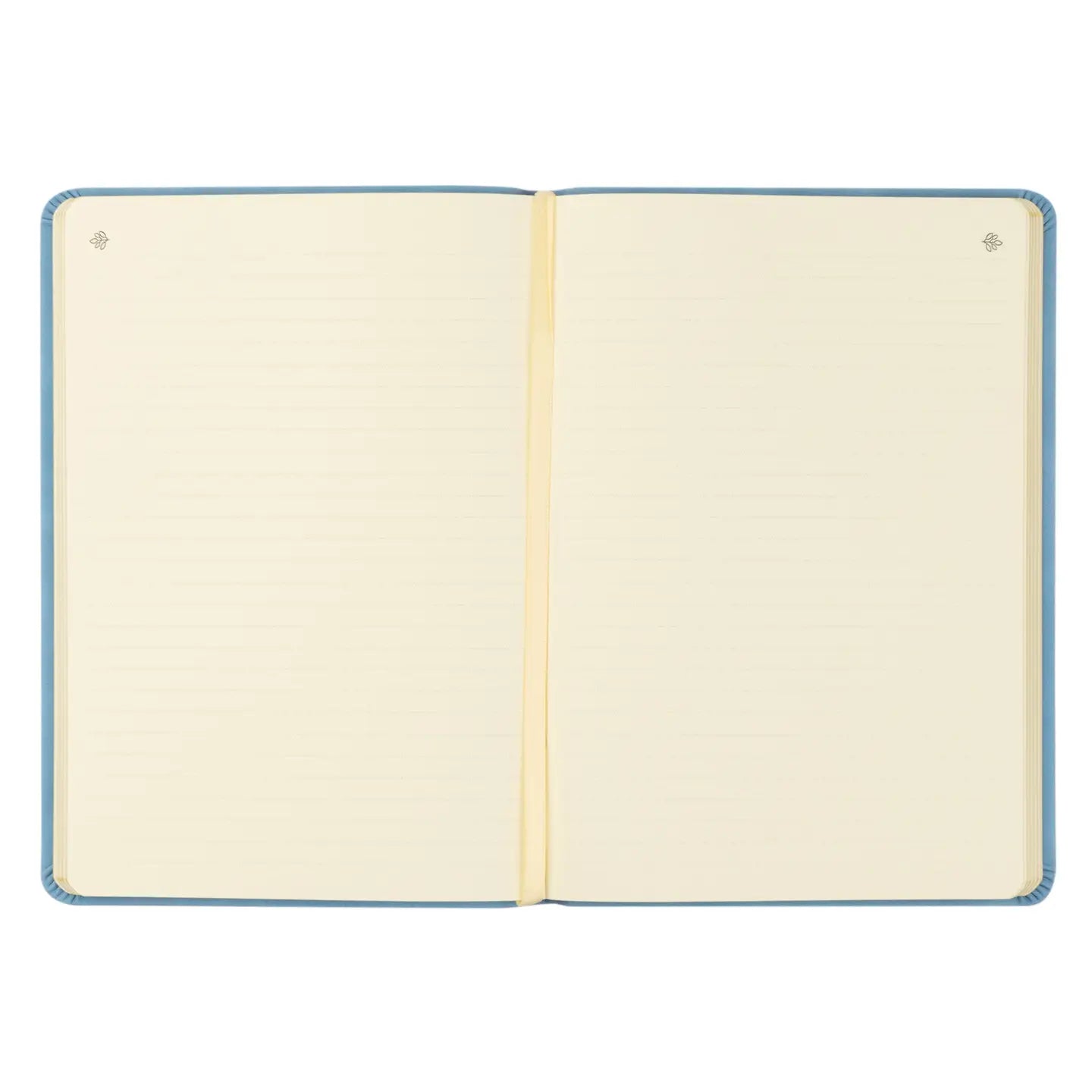 Blue Hosanna Revival notebook with gold butterfly design and gold corner accents on vegan leather cover.