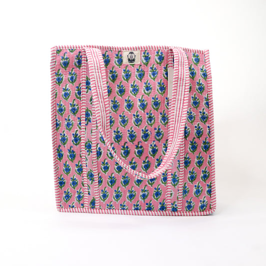 Blue Blossom Quilted Tote