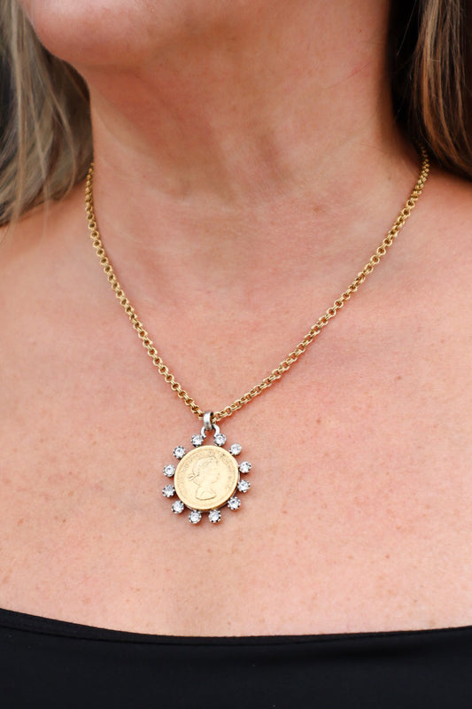 Vintage Coin and Diamond Necklace