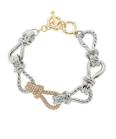 CZ Buckle Center Link Chain Bracelet