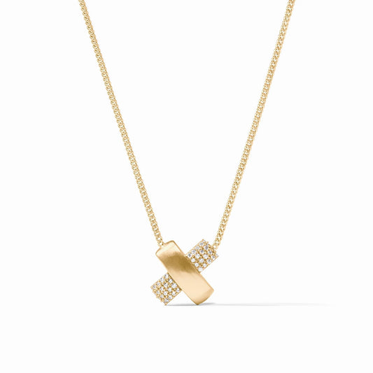 Julie Vos Catalina Pave X Delicate Necklace - Gold