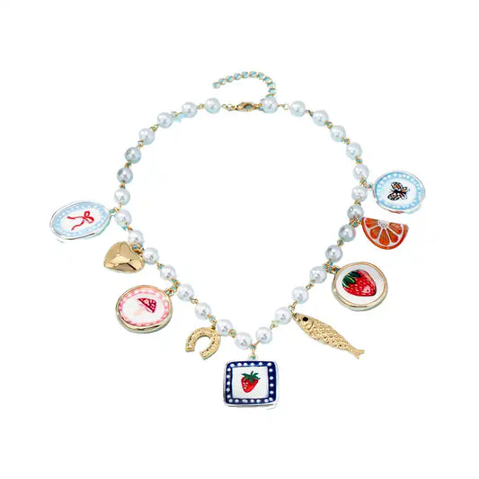 Charm Garden Pearl Necklace Strawberry