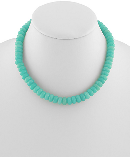 Chroma Pop Disc Bead Necklace Teal