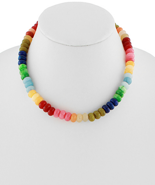 Chroma Pop Disc Bead Necklace in Rainbow Multi-Color