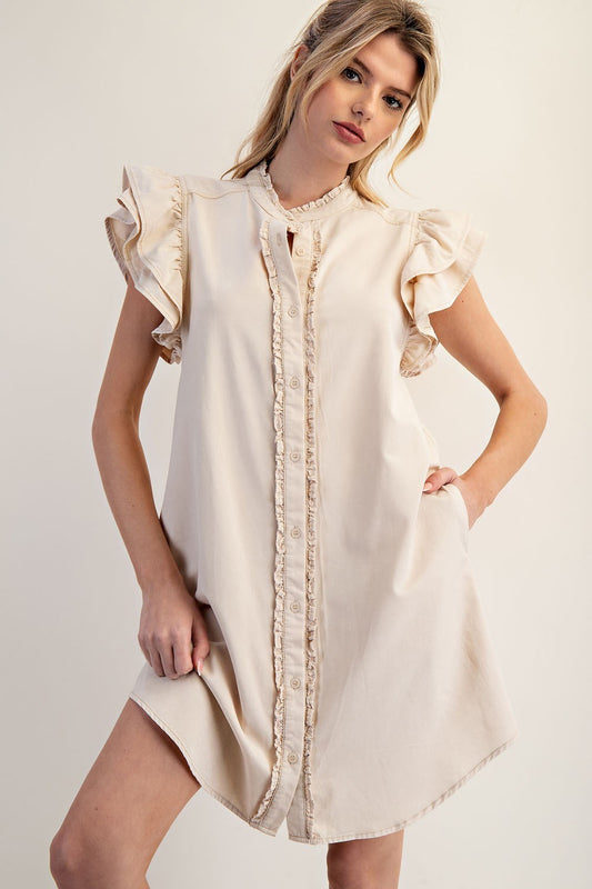 Nadine Washed Button Down Mini Dress