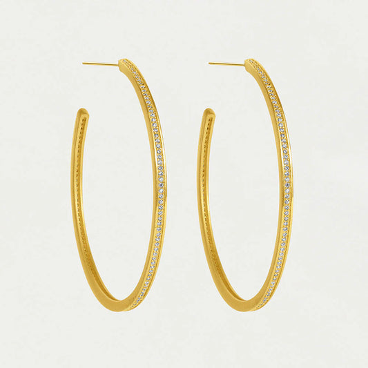 Petite Pave Large Thin Hoops