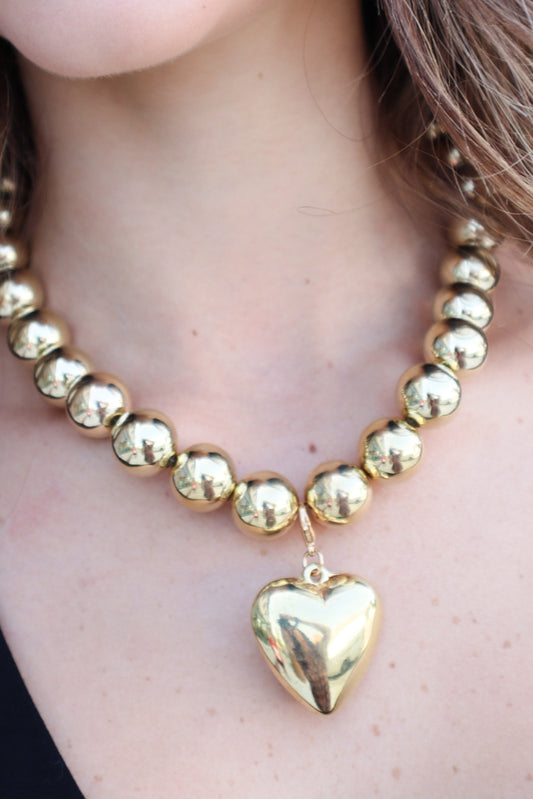 Bubble Heart Necklace- Gold