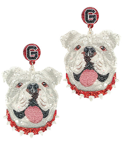 The Vespera Glitter Bulldog Earrings add a playful sparkle for pet lovers and trendsetters alike.