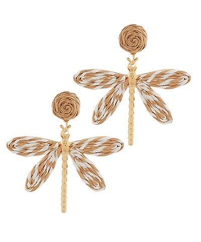 Dahlia Dragonfly Raffia Earrings