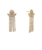 The Morwenna Pave Fringe Ghost Earrings bring playful sparkle to your Halloween style.
