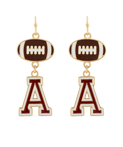 The Eudora Letter A Football Earrings showcase team spirit with playful dangle charm style.