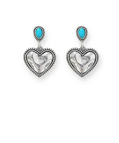 The Verena Antique Silver Turquoise Earrings blend vintage artistry with timeless Southwestern flair.