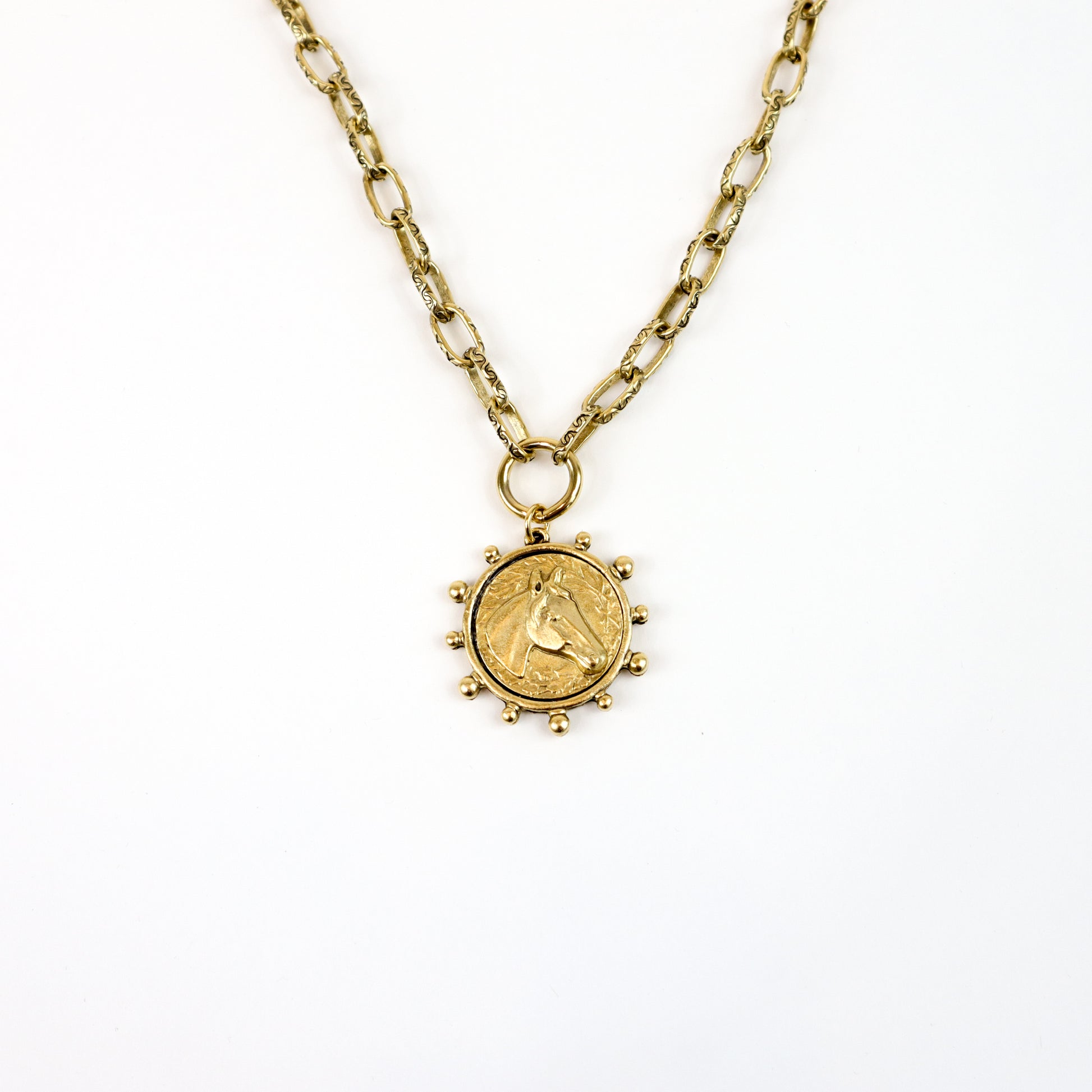 Equestrian Roman Coin Pendant Necklace