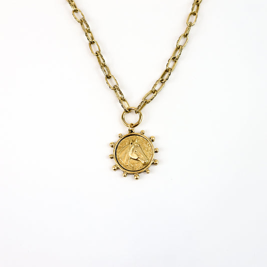 Equestrian Roman Coin Pendant Necklace