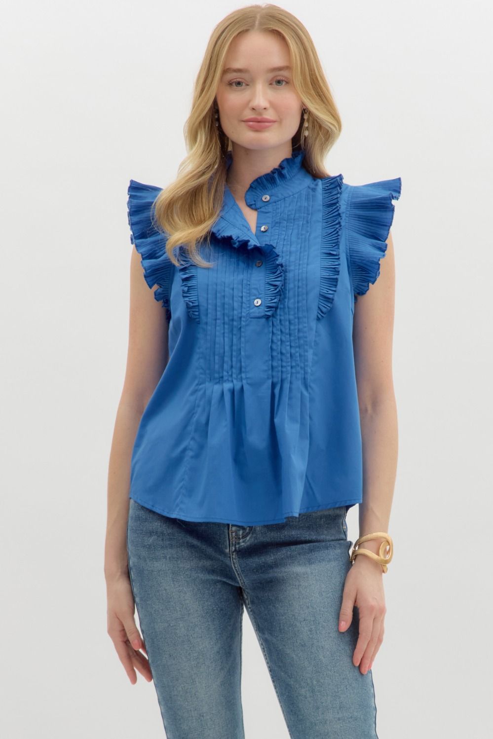 Evelina Pleated Sleeveless Top