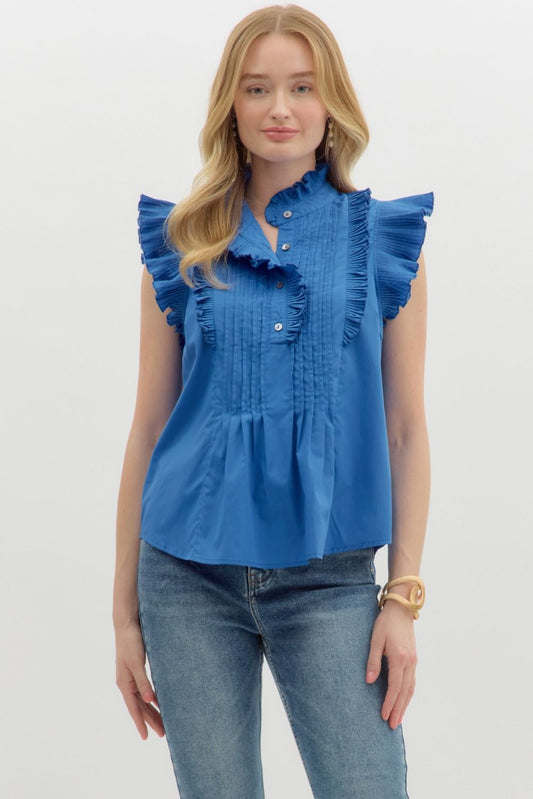 Evelina Pleated Sleeveless Top