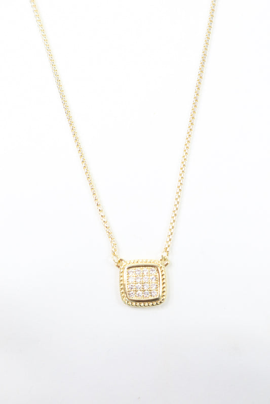 The Sparkle Square Pendant Necklace