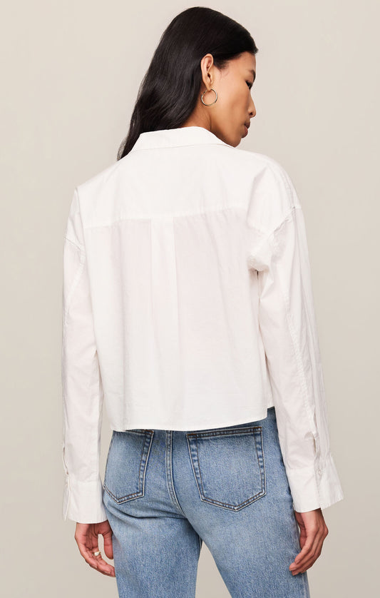long sleeve back of button up white top