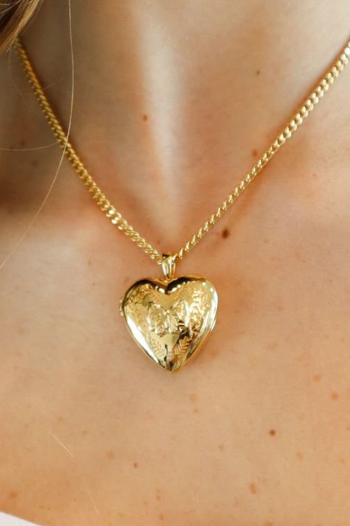 Floral Bow Locket Necklace On Model