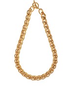 Chunky gold chain necklace with interlocking oversized links and a toggle clasp