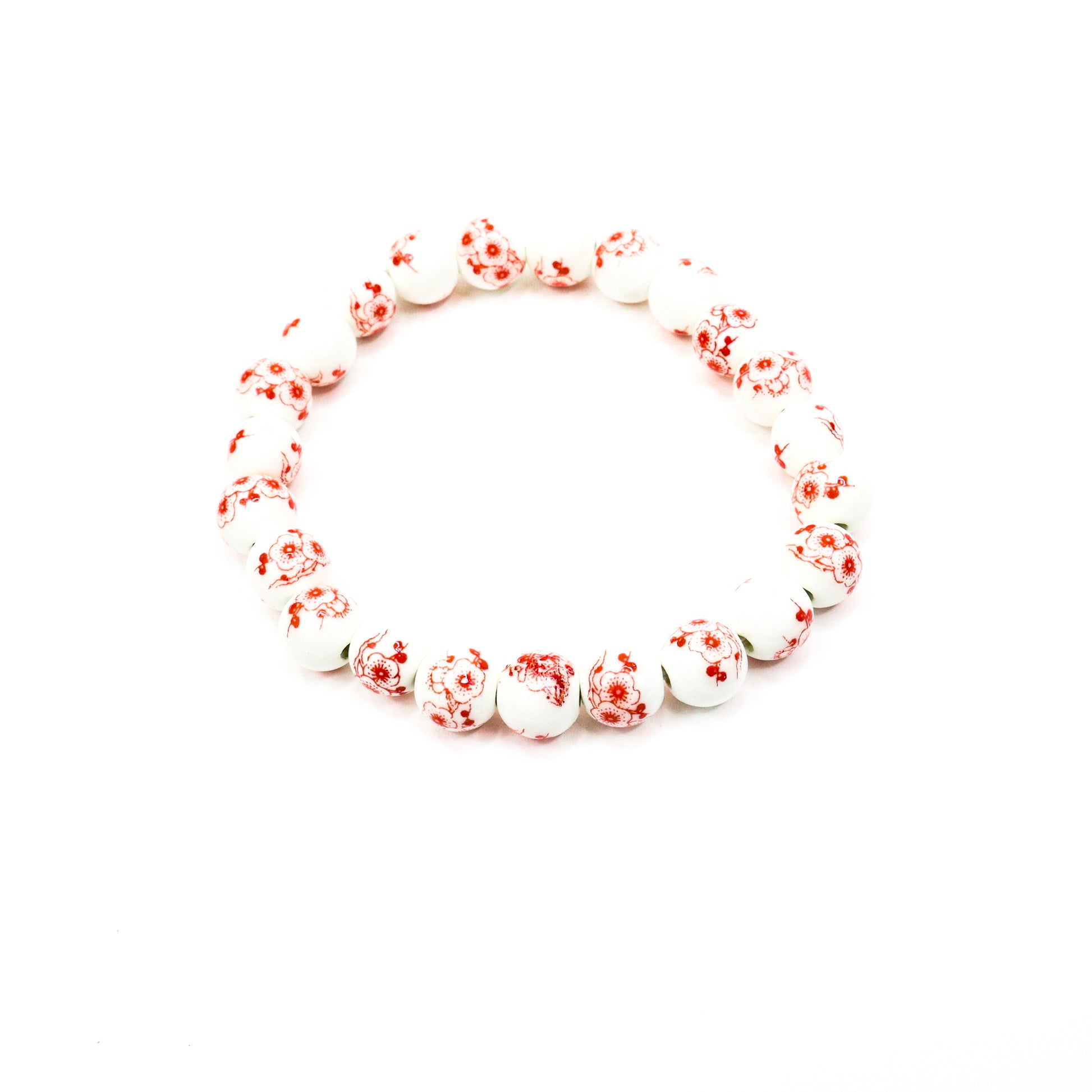 Garden Porcelain Beaded Bracelets Red