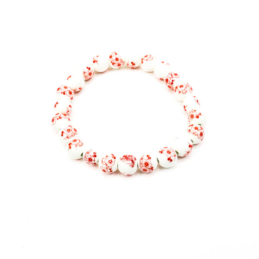Garden Porcelain Beaded Bracelets Red