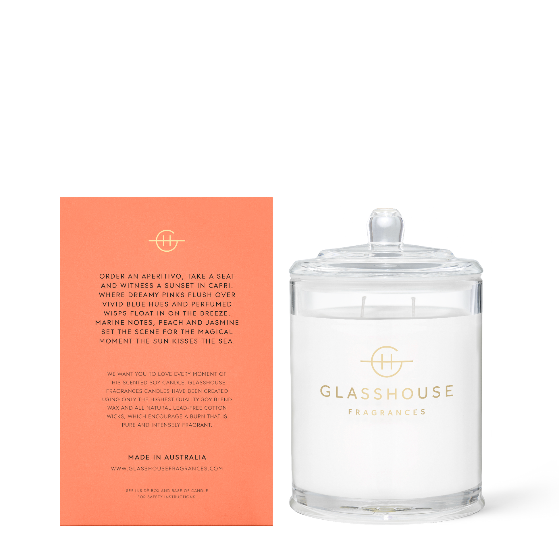 Glasshouse Sunsets in Capri Candle Back