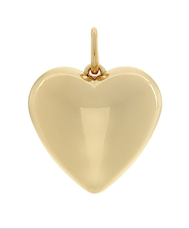 Gold Charm Pendant Puffy Heart