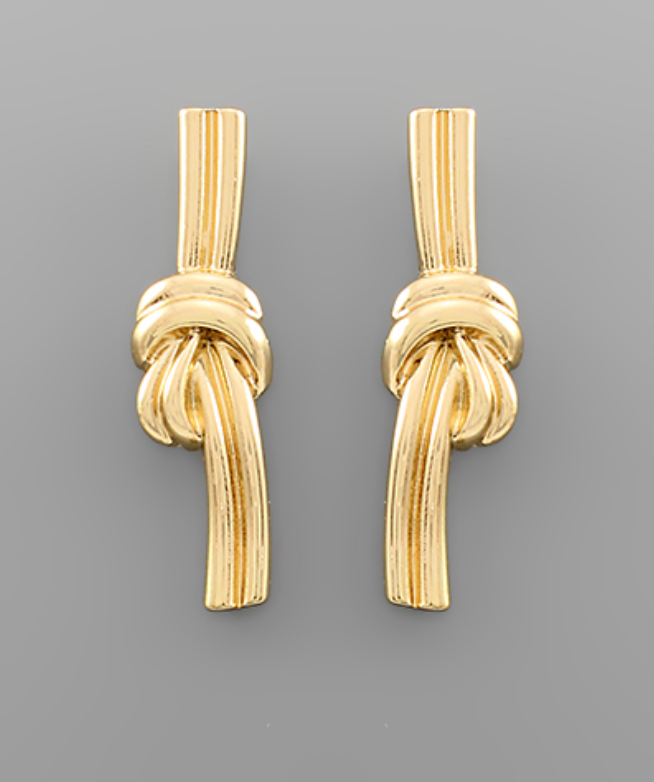 Golden Knot Statement Earrings in a Polished Gold Finish