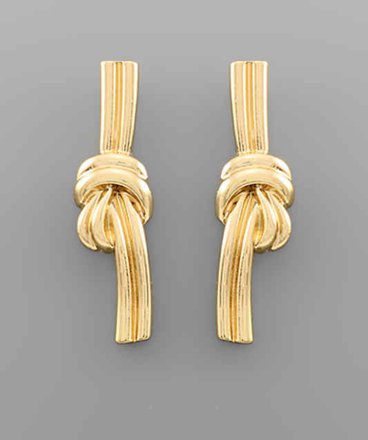 Golden Knot Statement Earrings in a Polished Gold Finish