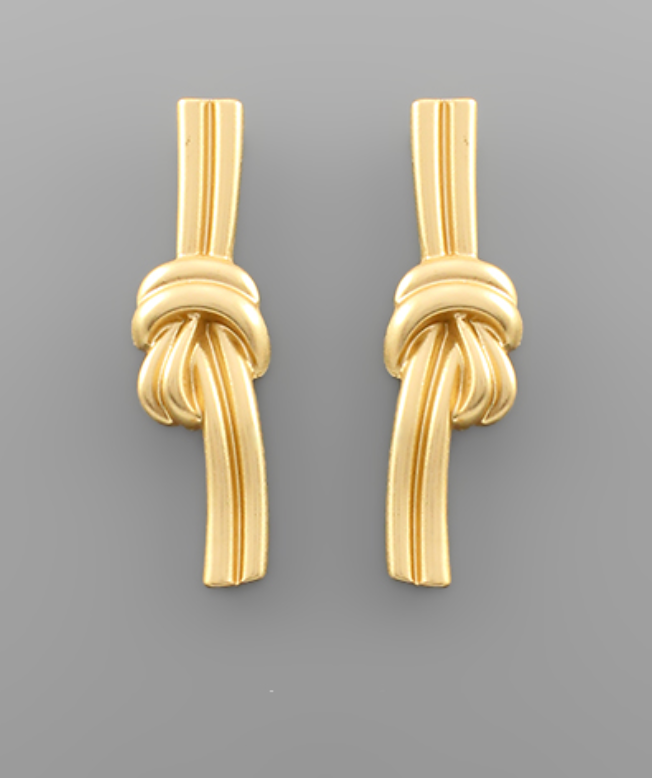 Golden Knot Statement Earrings in a Matte Gold Finish